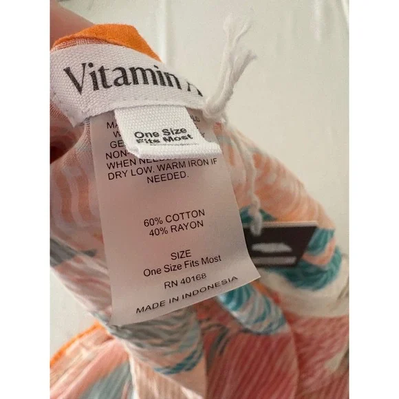 Vitamin A Tropical Botanical Print Sarong Cover Up One Size Fits Most - Picture 2 of 5